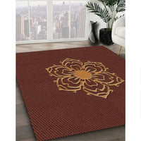 Patterned Mahogany Brown Rug, pat2553org