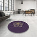 Round Machine Washable Transitional French Lilac Purple Rug in a Office, wshpat2553