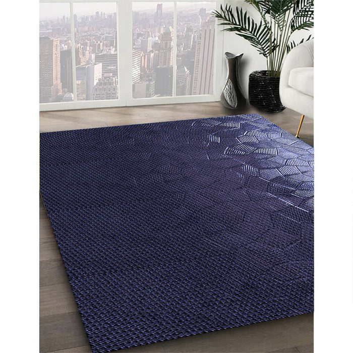Patterned Night Blue Rug in Family Room, pat2554blu
