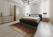 Patterned Sienna Brown Rug in a Bedroom, pat2554brn