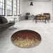 Round Patterned Sienna Brown Rug in a Office, pat2554brn