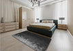 Patterned Midnight Gray Rug in a Bedroom, pat2554gry