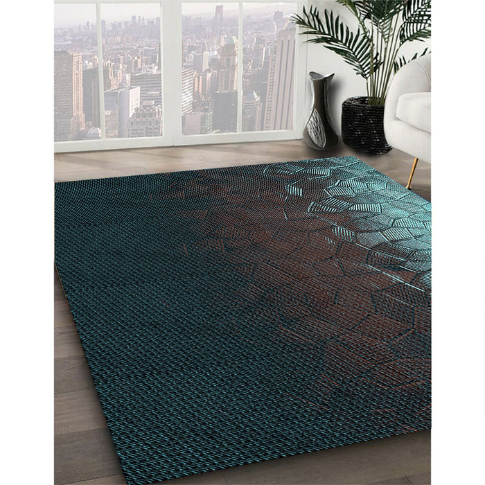 Patterned Midnight Gray Rug in Family Room, pat2554lblu