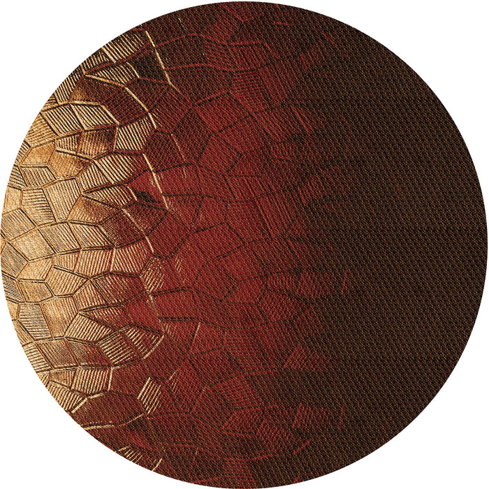 Square Patterned Mahogany Brown Rug, pat2554org