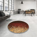 Round Patterned Mahogany Brown Rug in a Office, pat2554org
