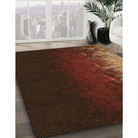 Patterned Mahogany Brown Rug, pat2554org