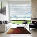 Square Patterned Mahogany Brown Rug in a Living Room, pat2554org