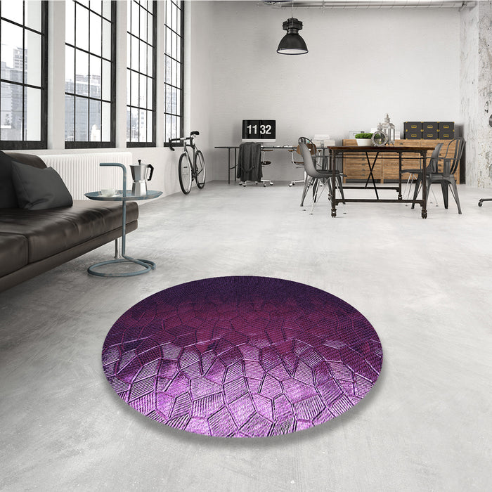 Round Patterned Purple Violet Purple Rug in a Office, pat2554pur