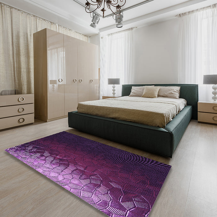 Patterned Purple Violet Purple Rug in a Bedroom, pat2554pur