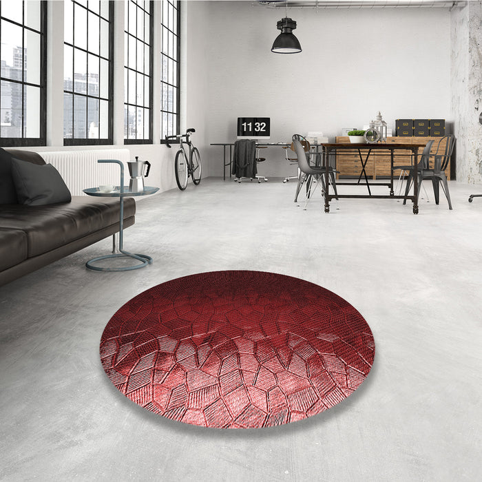 Round Patterned Maroon Red Rug in a Office, pat2554rd