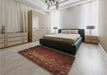 Patterned Red Rug in a Bedroom, pat2555brn