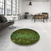 Round Patterned Midnight Gray Rug in a Office, pat2555grn