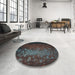 Round Patterned Midnight Gray Rug in a Office, pat2555lblu