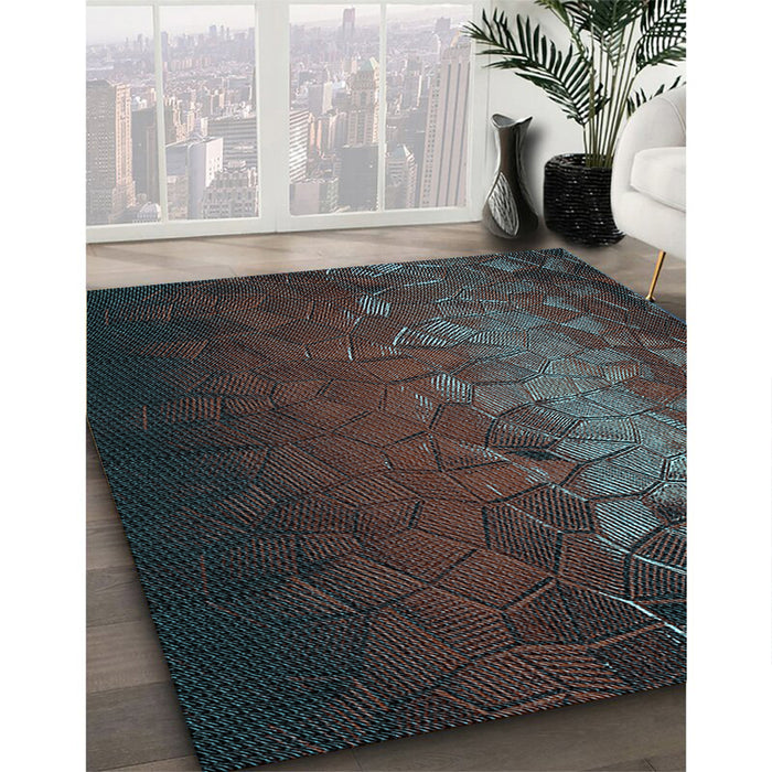 Patterned Midnight Gray Rug in Family Room, pat2555lblu