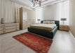 Patterned Mahogany Brown Rug in a Bedroom, pat2555org