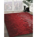 Patterned Tomato Red Rug in Family Room, pat2555rd
