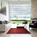 Square Patterned Tomato Red Rug in a Living Room, pat2555rd