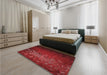 Patterned Tomato Red Rug in a Bedroom, pat2555rd