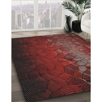 Patterned Cherry Red Novelty Rug, pat2555