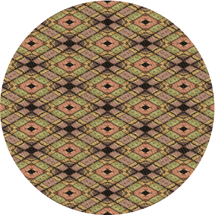 Square Patterned Golden Gold Rug, pat2556brn