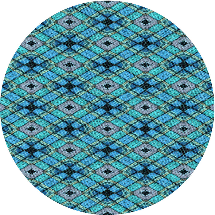 Square Patterned Blue Rug, pat2556lblu