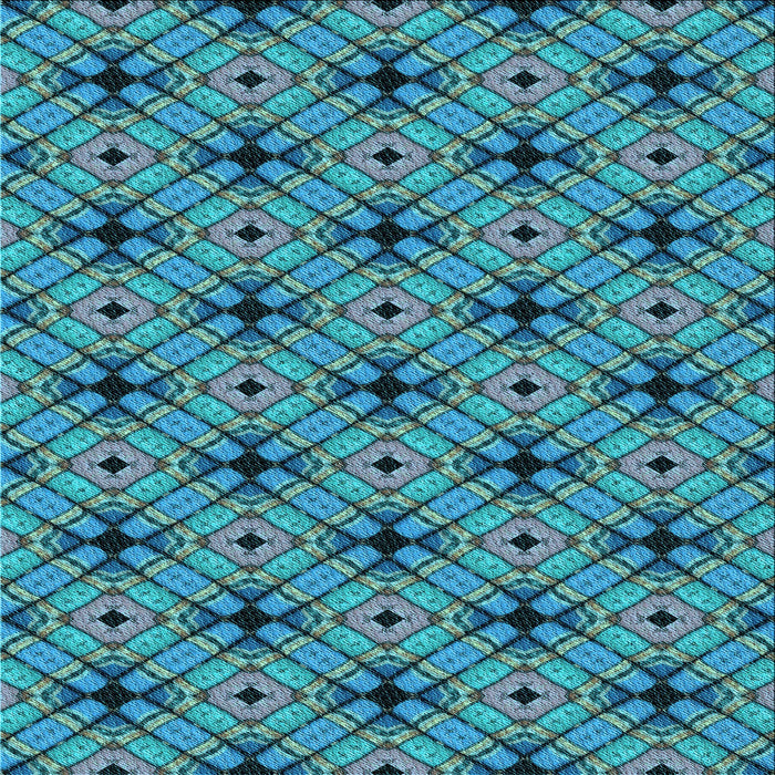 Round Patterned Blue Rug, pat2556lblu