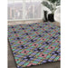 Patterned Dark Gray Novelty Rug in Family Room, pat2556