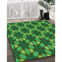 Patterned Deep Emerald Green Rug, pat2557grn