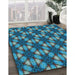 Machine Washable Transitional Dark Turquoise Green Rug in a Family Room, wshpat2557lblu