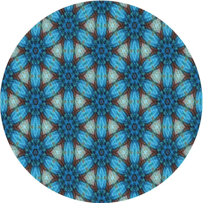 Square Patterned Dark Turquoise Green Rug, pat2557lblu