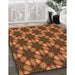 Patterned Orange Rug in Family Room, pat2557org