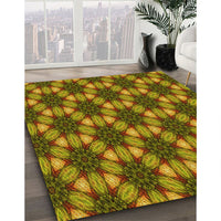 Patterned Dark Bronze Brown Rug, pat2557yw