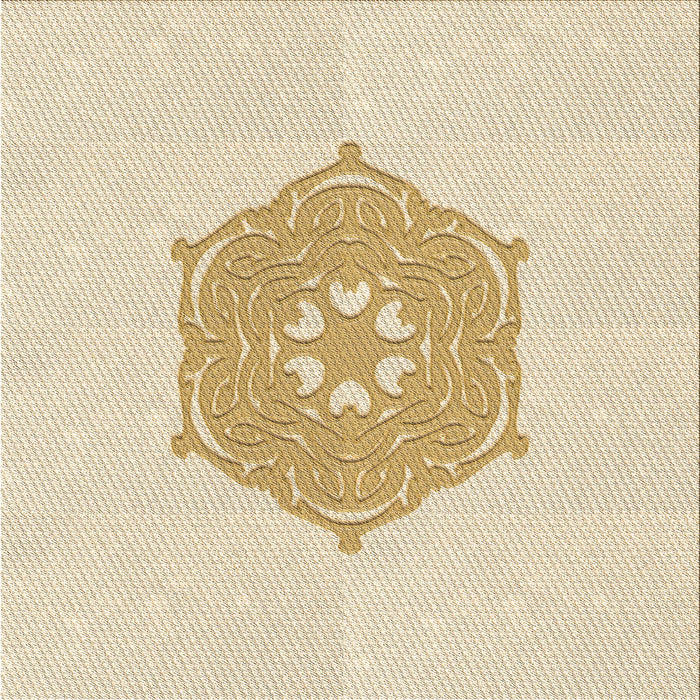 Round Patterned Peach Beige Rug, pat2558brn