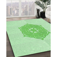 Patterned Light Green Rug, pat2558grn