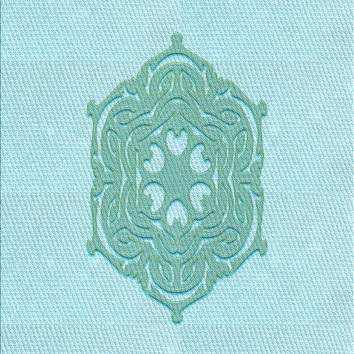 Patterned Medium Turquoise Green Rug, pat2558lblu