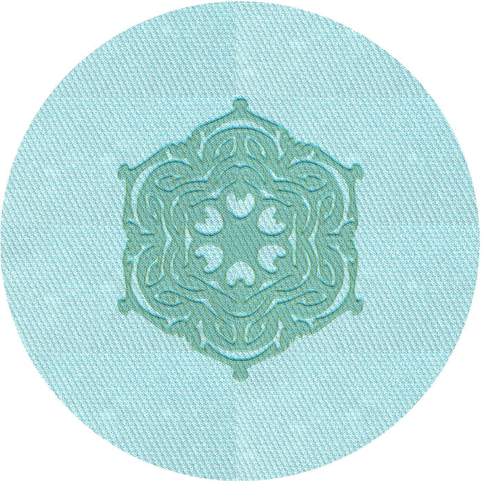 Square Machine Washable Transitional Medium Turquoise Green Rug in a Living Room, wshpat2558lblu