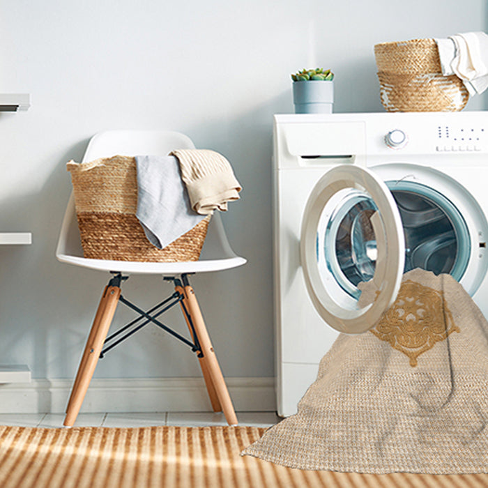Machine Washable Transitional Orange Rug in a Washing Machine, wshpat2558org
