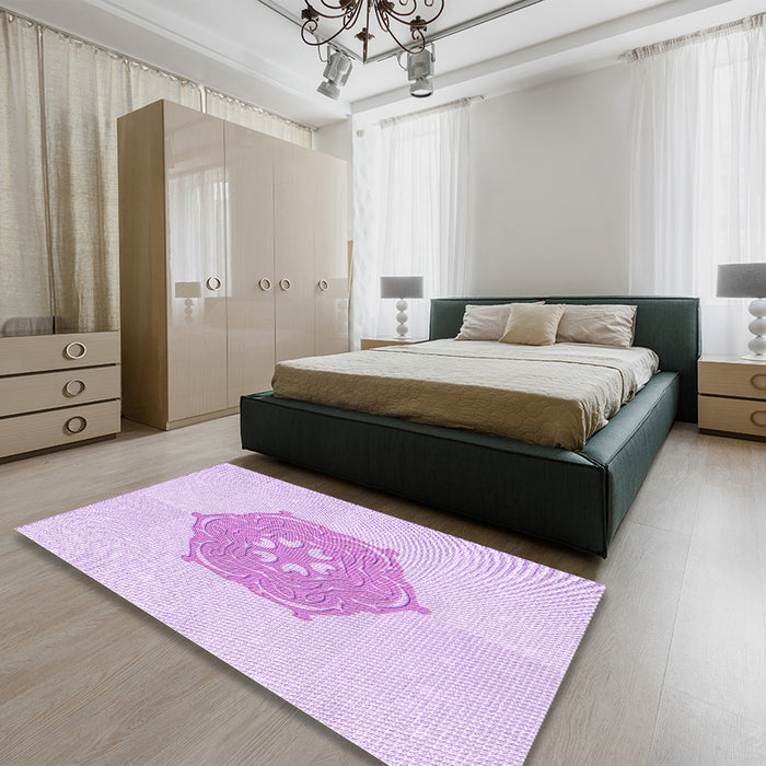 Patterned Violet Purple Rug in a Bedroom, pat2558pur