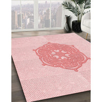 Patterned Pastel Red Pink Rug, pat2558rd