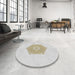 Round Machine Washable Transitional Pearl White Beige Rug in a Office, wshpat2558