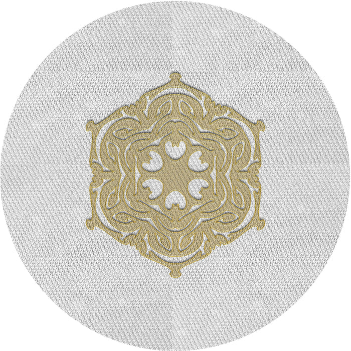 Sideview of Patterned Pearl White Beige Novelty Rug, pat2558