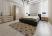 Patterned Peru Brown Rug in a Bedroom, pat2559brn