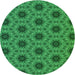 Square Machine Washable Transitional Deep Emerald Green Rug in a Living Room, wshpat2559grn