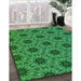 Patterned Deep Emerald Green Rug in Family Room, pat2559grn