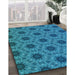 Patterned Blue Rug in Family Room, pat2559lblu