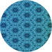 Square Patterned Blue Rug, pat2559lblu