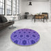 Round Patterned Amethyst Purple Rug in a Office, pat2559pur