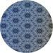 Sideview of Patterned Blue Novelty Rug, pat2559