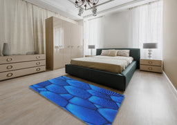 Patterned Blue Novelty Rug in a Bedroom, pat255