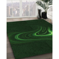 Patterned Deep Emerald Green Rug, pat256grn